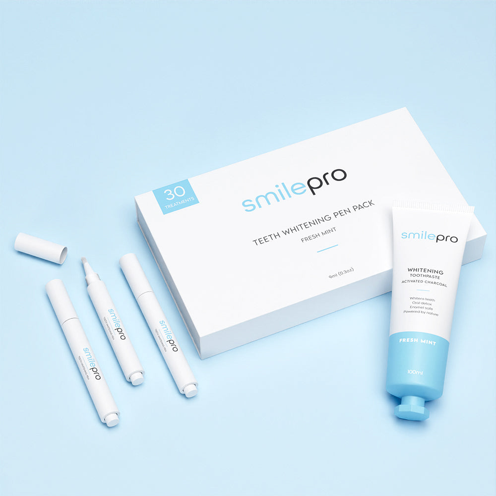 SmilePro Continual Care Set: three whitening pens and a tube of whitening toothpaste